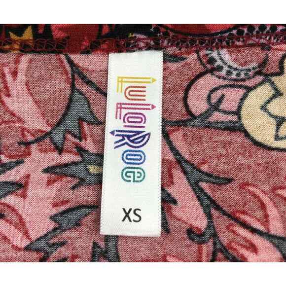 LuLaRoe Women’s T Shirt Size XS Red Floral Paisley Black Yellow Blue - Picture 5 of 6